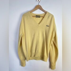 J. Mcinerney Scotland‎ 100% Lambswool Butter Cream V-Neck Sweater Size 44